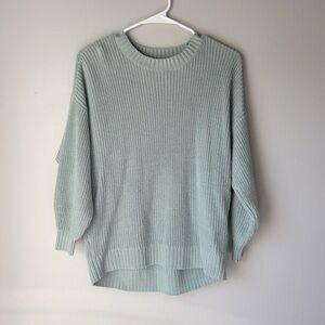 Hollister Women’s Mint Green/Blue Oversized Chunky Knit Crew Sweater